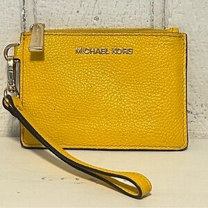 Michael Kors Small Leather Coin Purse With Wristlet Strap , Jet Set ,
